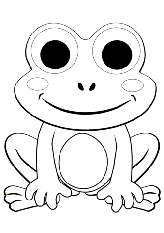 Cute Cartoon Frog  Coloring Page